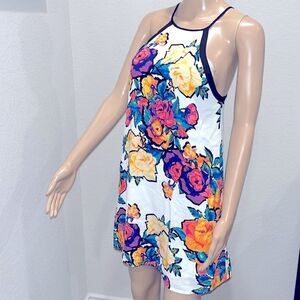 NBD Orange and White Halter Sundress Mini